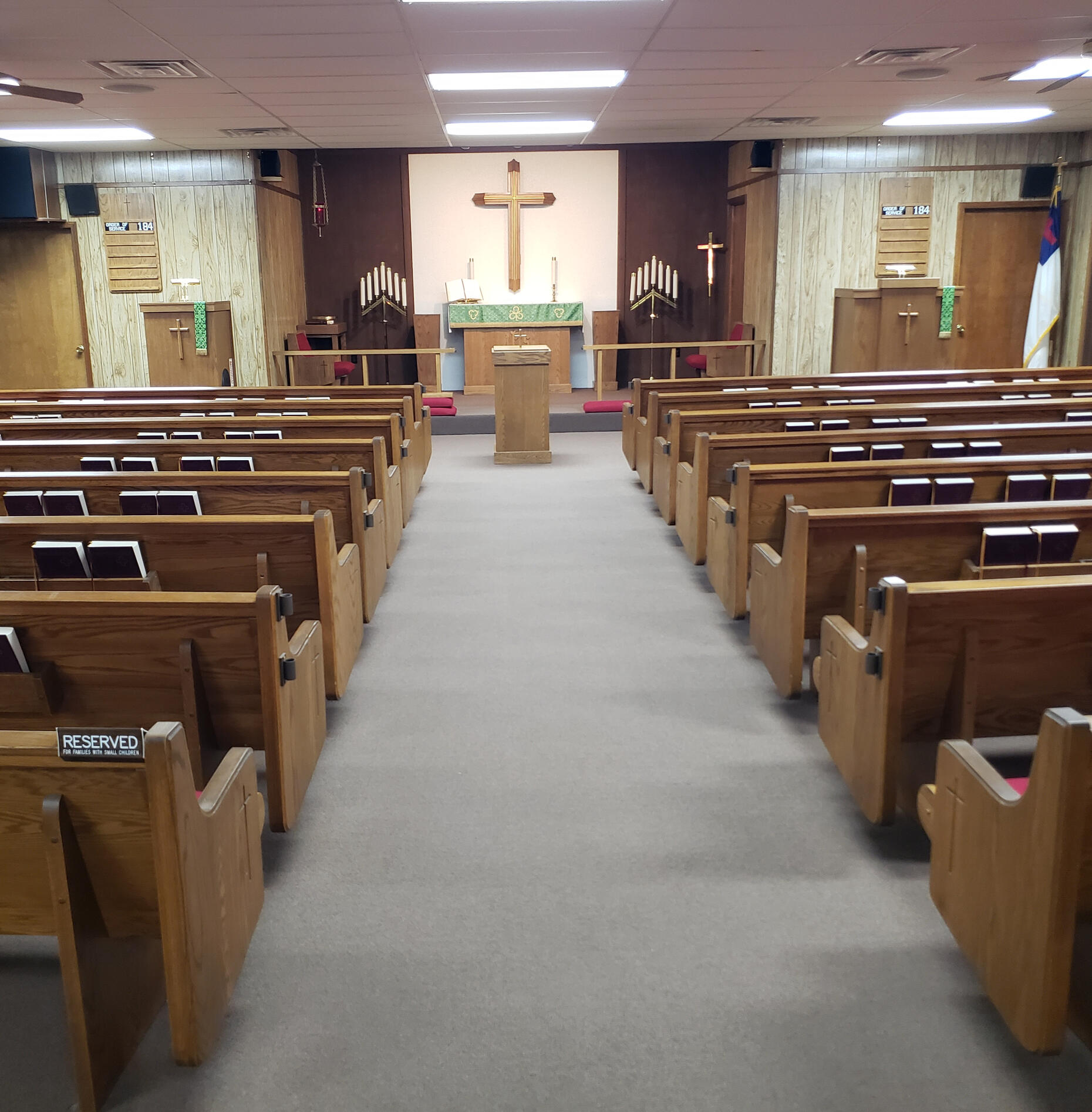 Interior of Hope Lutheran Church in St. Helen, MI. Interior of church building: Hope Lutheran Church in St. Helen, MI.